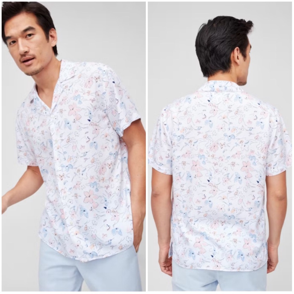 Bonobos Mens Riviera Button Up Short Sleeve Shirt M Floral Camp Collar Resort